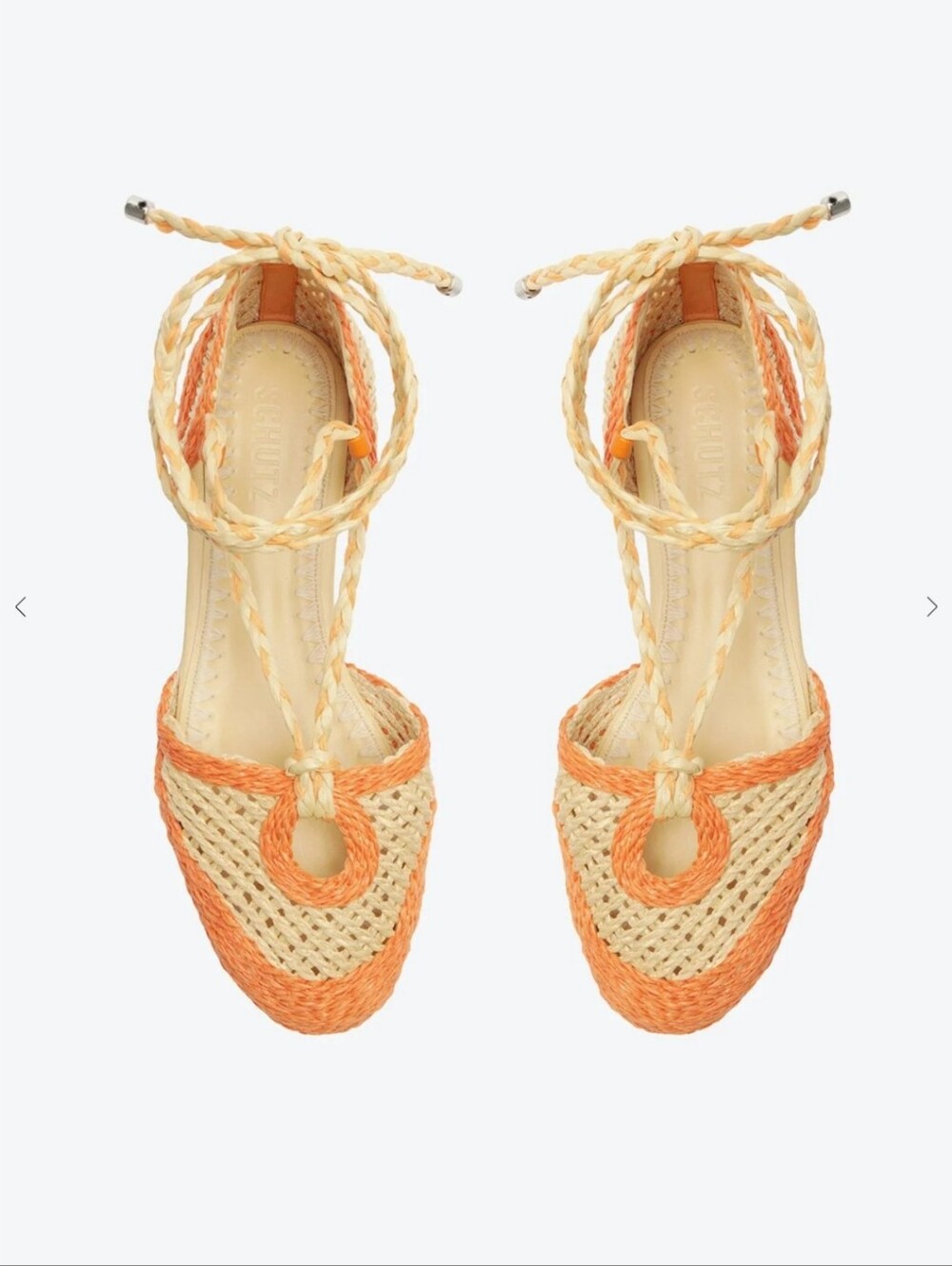 Schutz Jessel Orange Tie Up Ballet Espadrille Flats Size 9.5